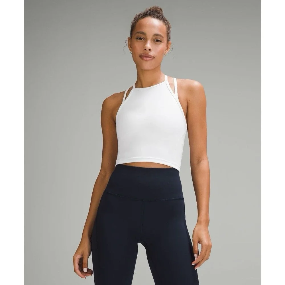 2PC -Lululemon 8 Align Tank Top Olive + Wunder Train High Neck Crossback white